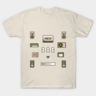 Pixel Art Music Set Pink T-Shirt